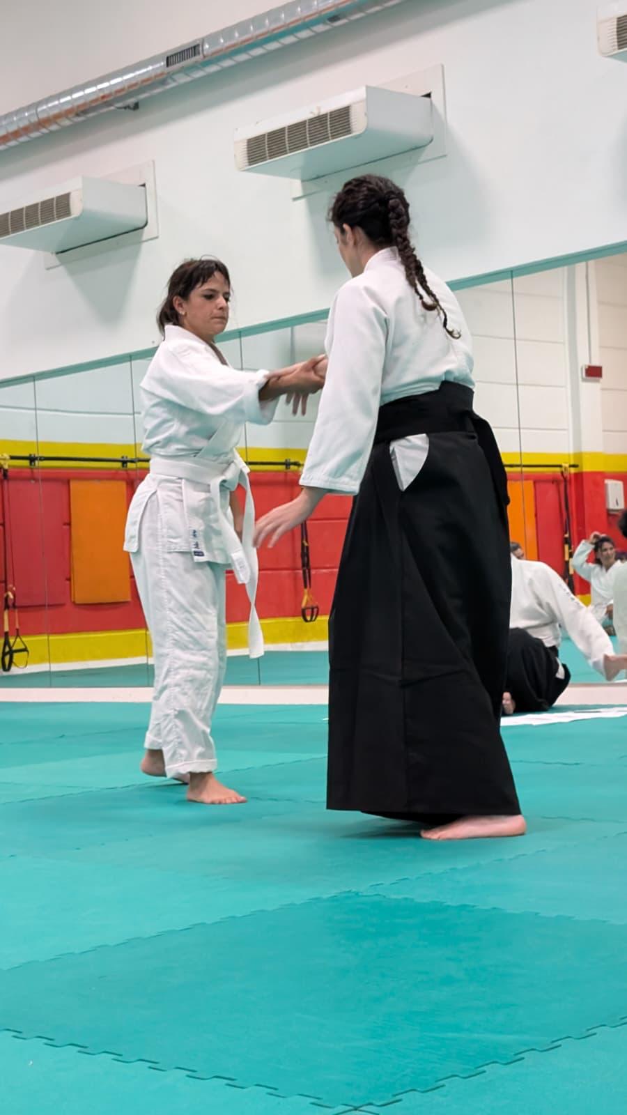 Tecnica in piedi durante una lezione di Aikido